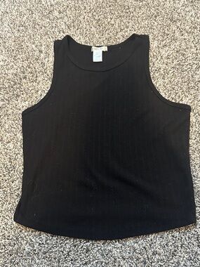 Bozzolo Black Ribbed Tank Top